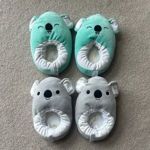 Squishmallows Koala Plush Slippers in Gray and Green 4/5